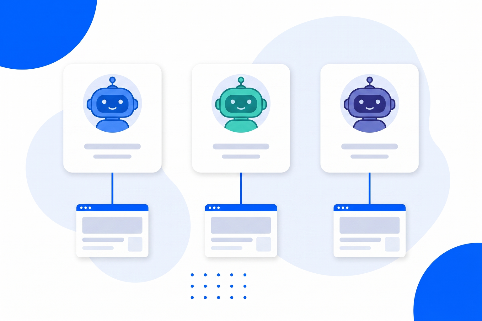 Three separate chatbots each connected to its own website
