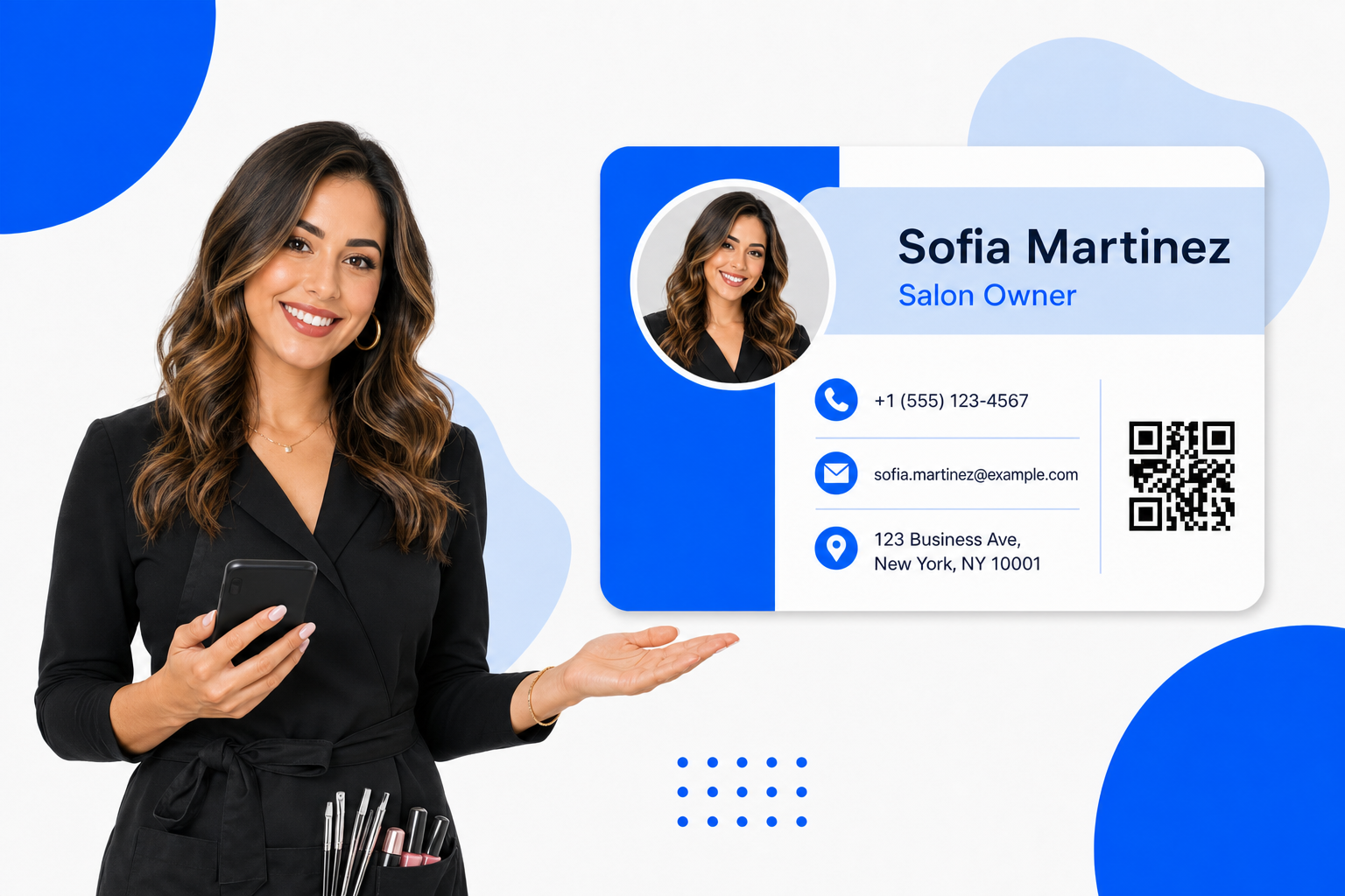A Beauty & Nail Salons sharing a digital business card from their phone