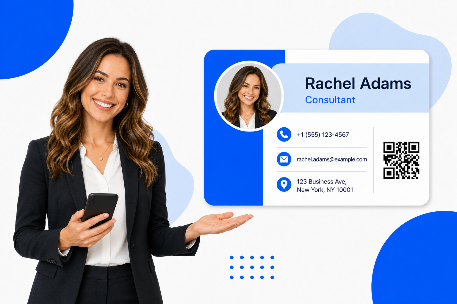 A Consultants sharing a digital business card from their phone