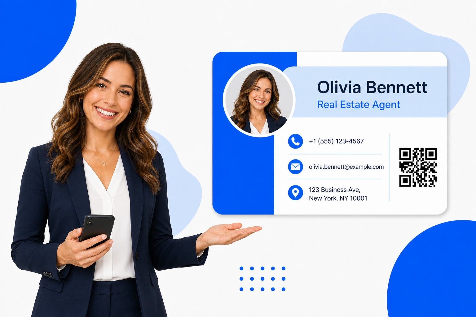 A Real Estate Agents sharing a digital business card from their phone