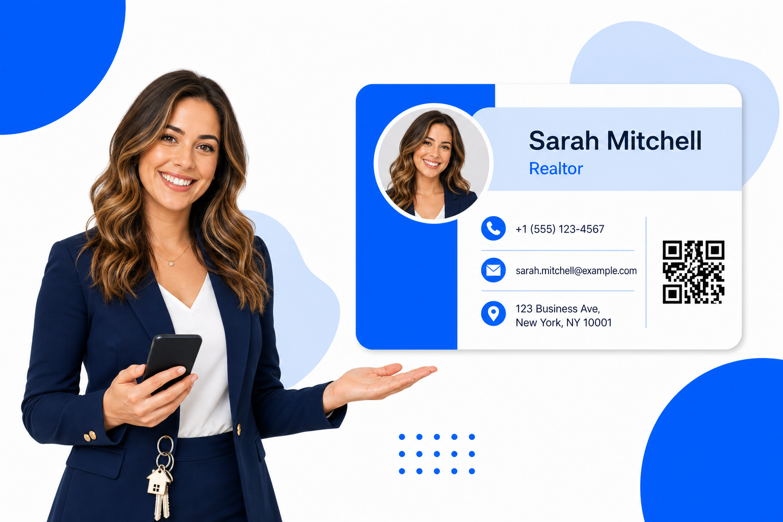 A Realtors sharing a digital business card from their phone