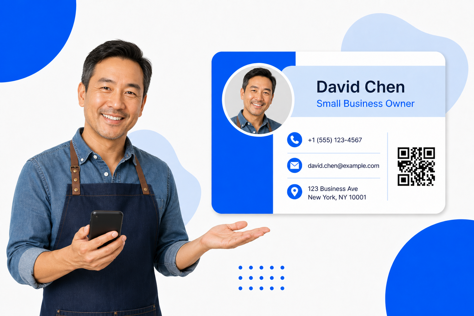 A Small Business sharing a digital business card from their phone