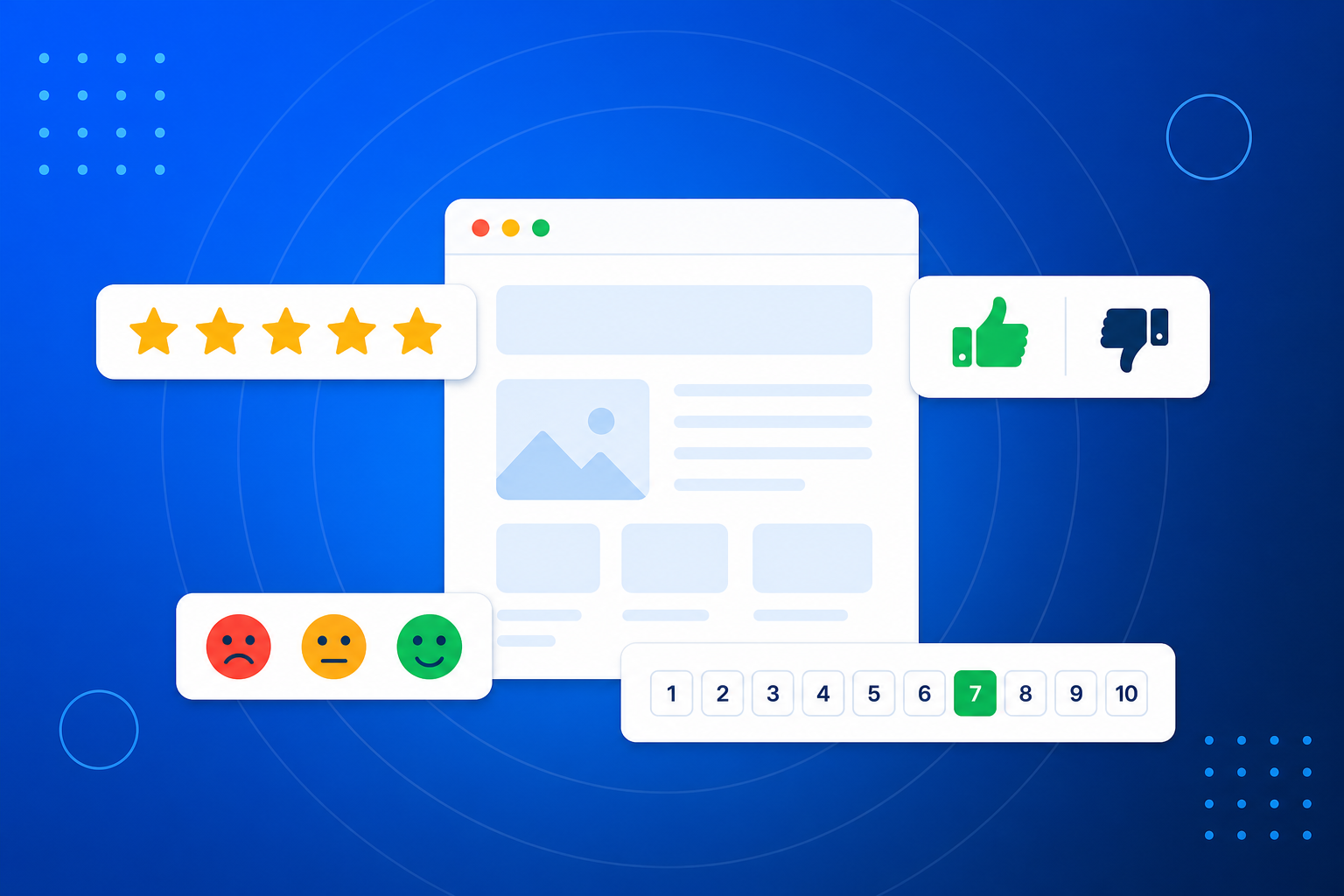 Feedback widgets shown on a website across devices