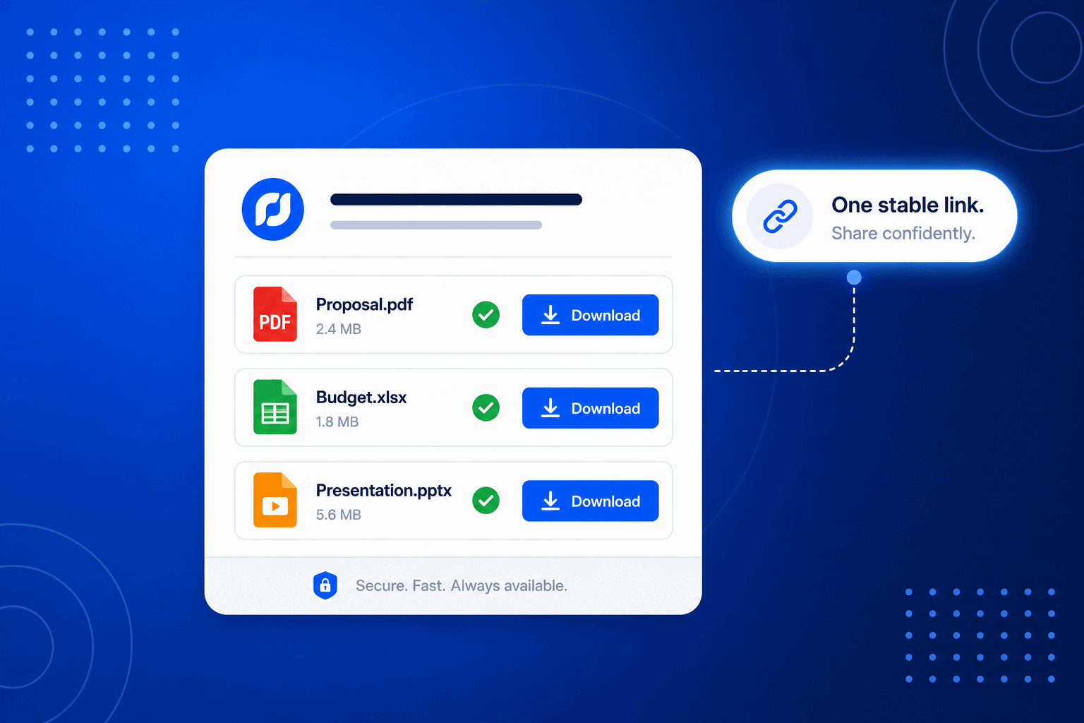 A branded FileTransfer download page with files ready to download