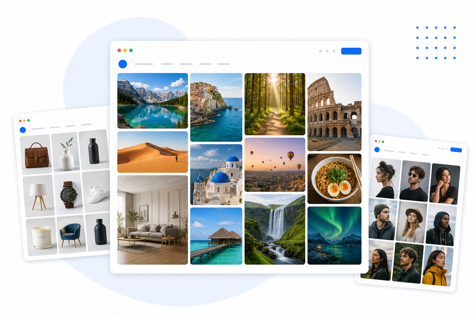 Examples of beautiful image galleries: travel, product and portrait collections