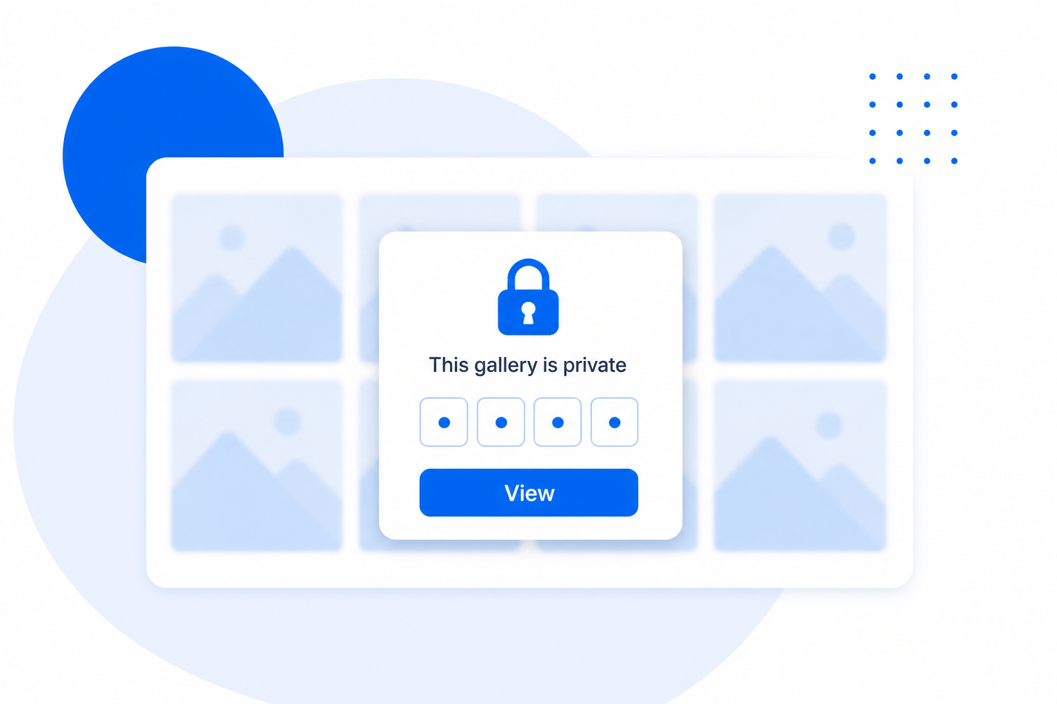A private gallery locked behind a PIN entry screen