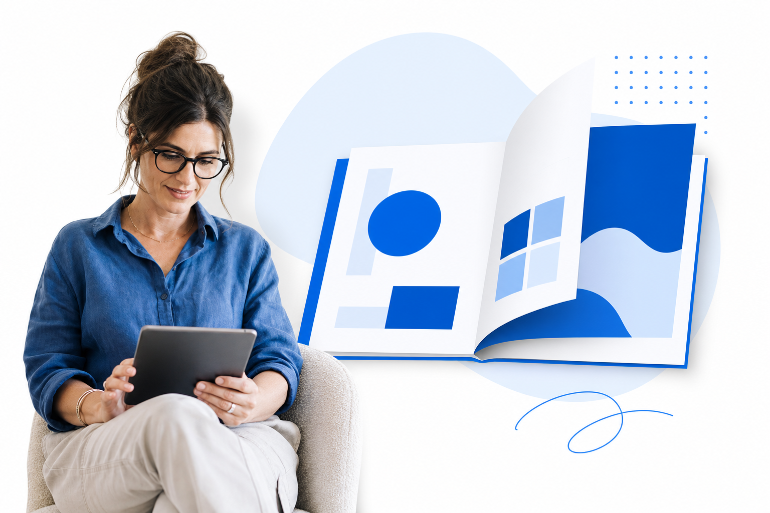 Creative professional reviewing a digital proposal on a tablet