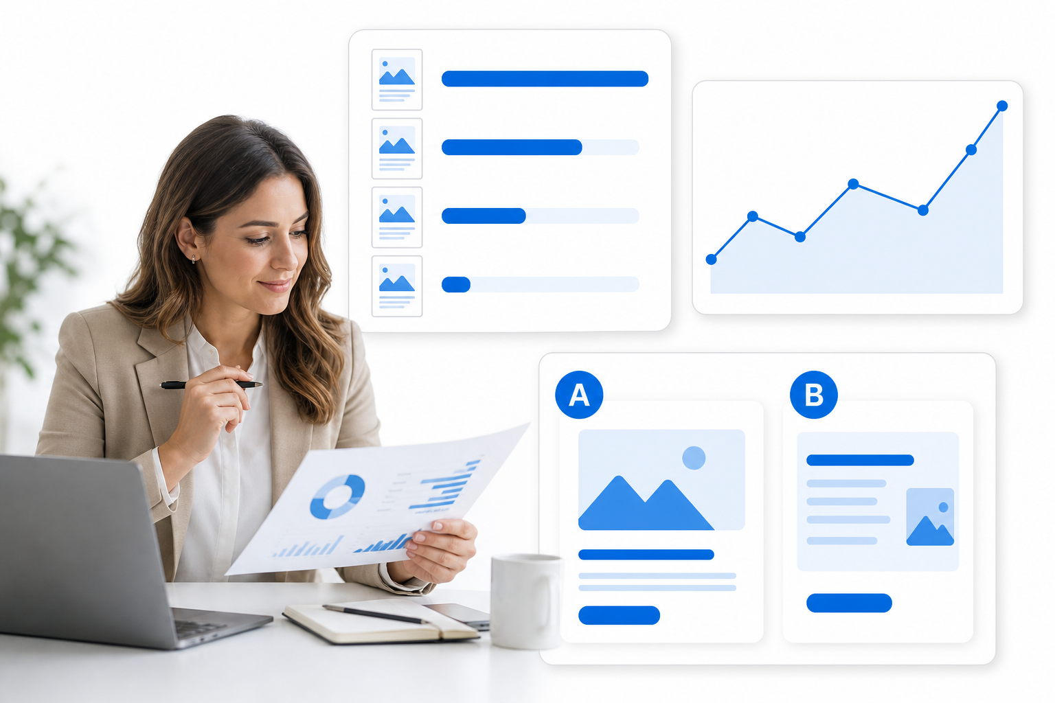 Per-page content engagement statistics and an A/B test