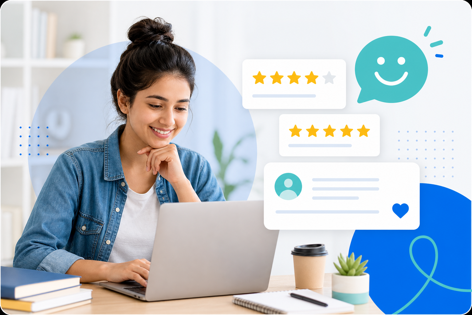 Student leaving a star rating and review