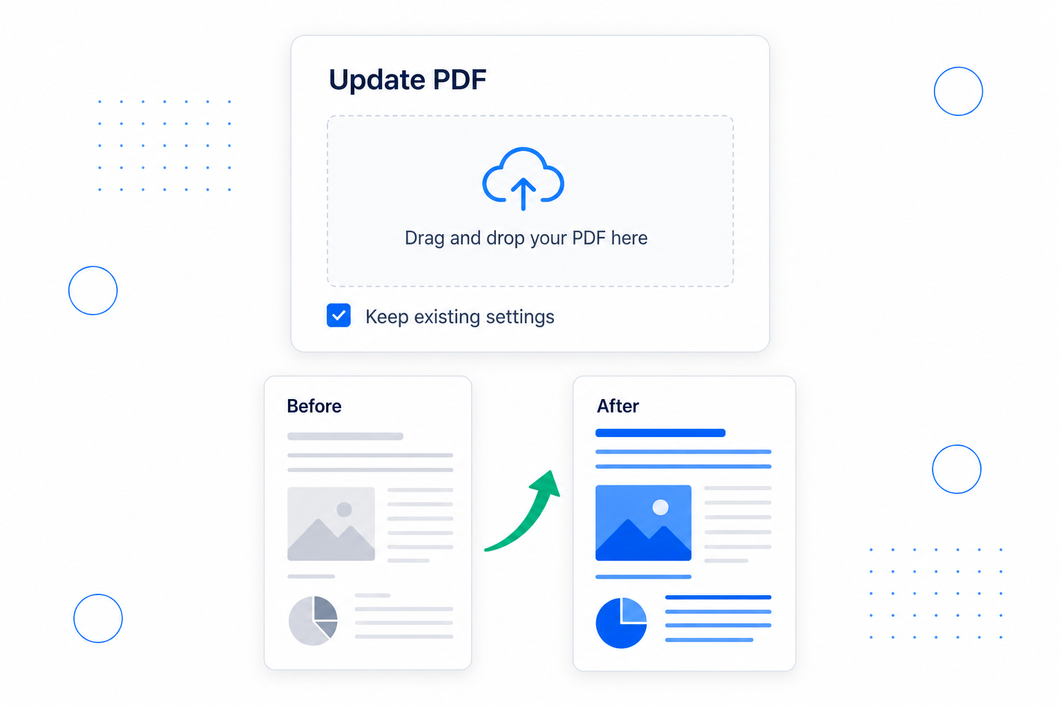 Update Flipbook PDF screen replacing the file while keeping existing settings and links