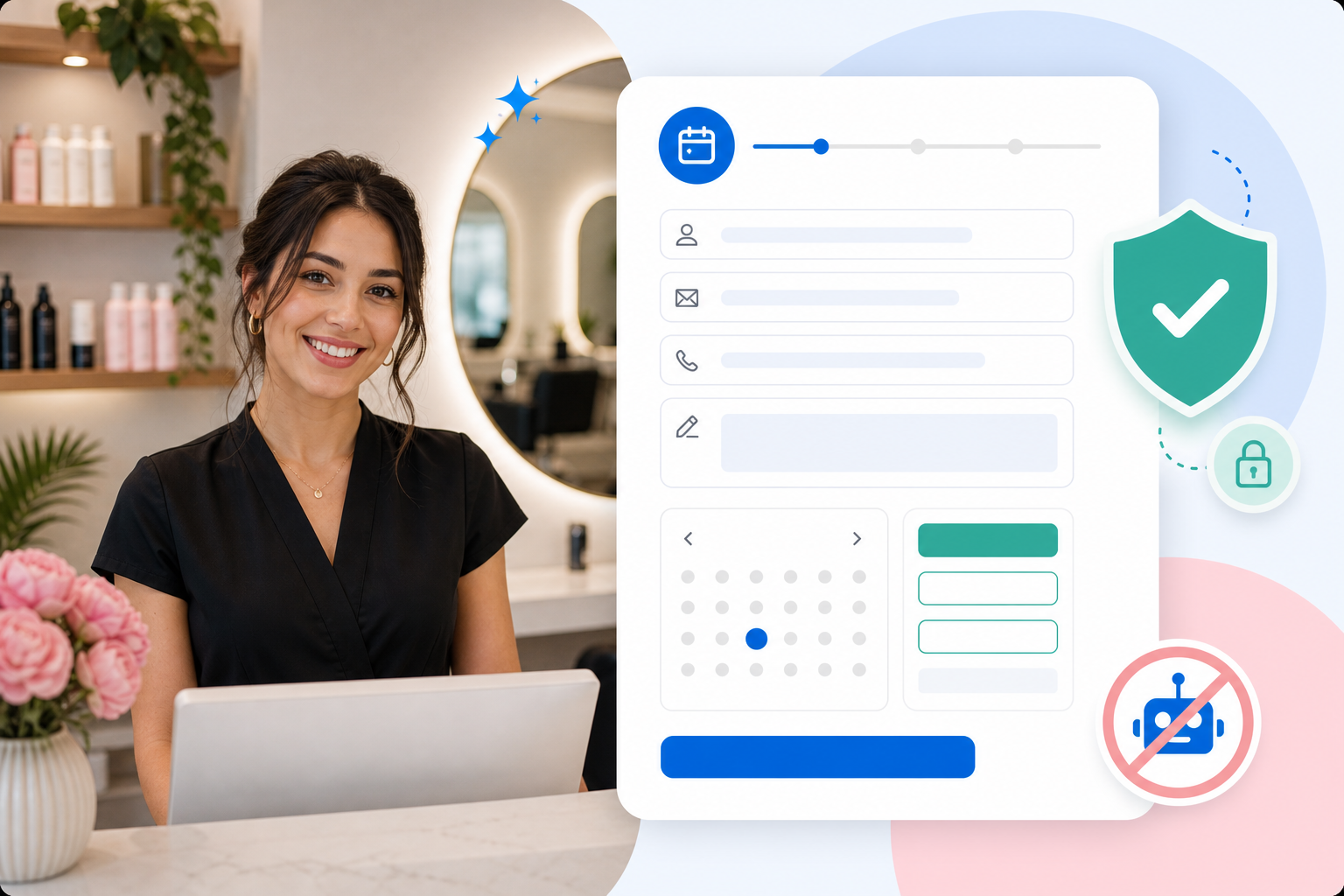 Spam-protected online booking and consultation form