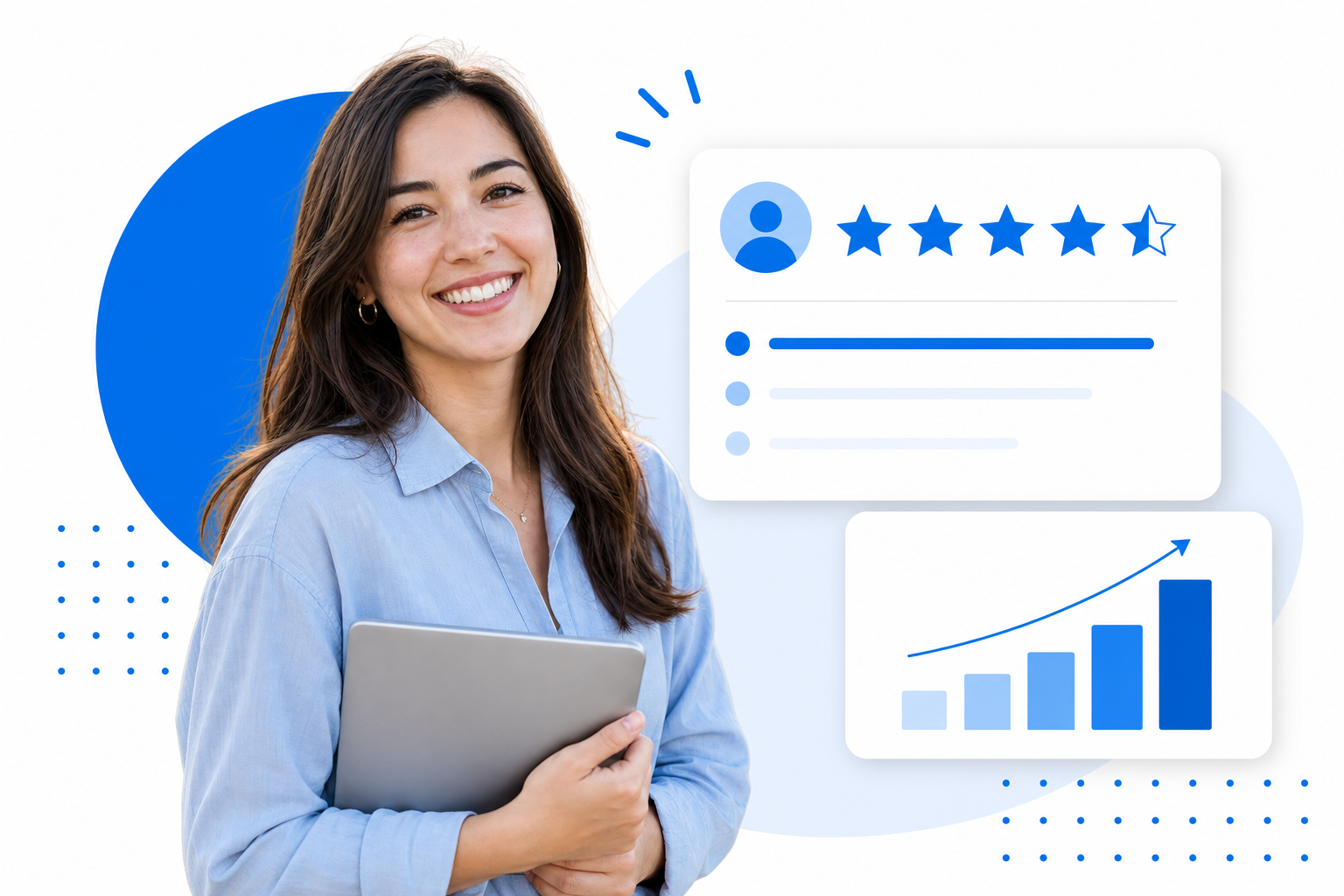 Reader feedback form with ratings and sentiment chart