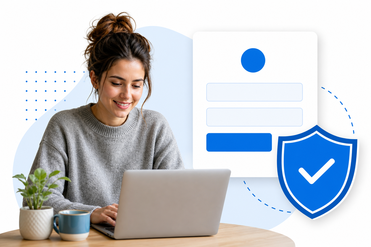Secure spam-free signup form protected by a shield