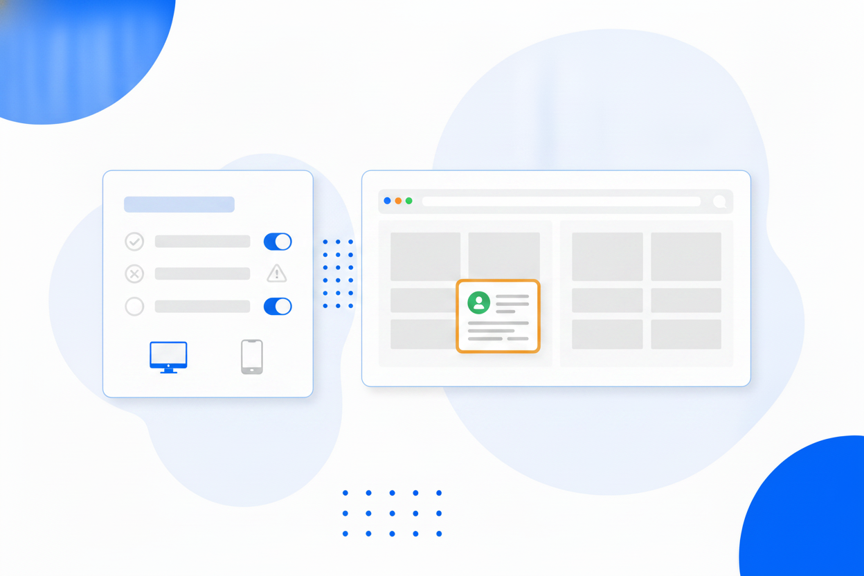 Targeting rules for pages, devices and visitor type