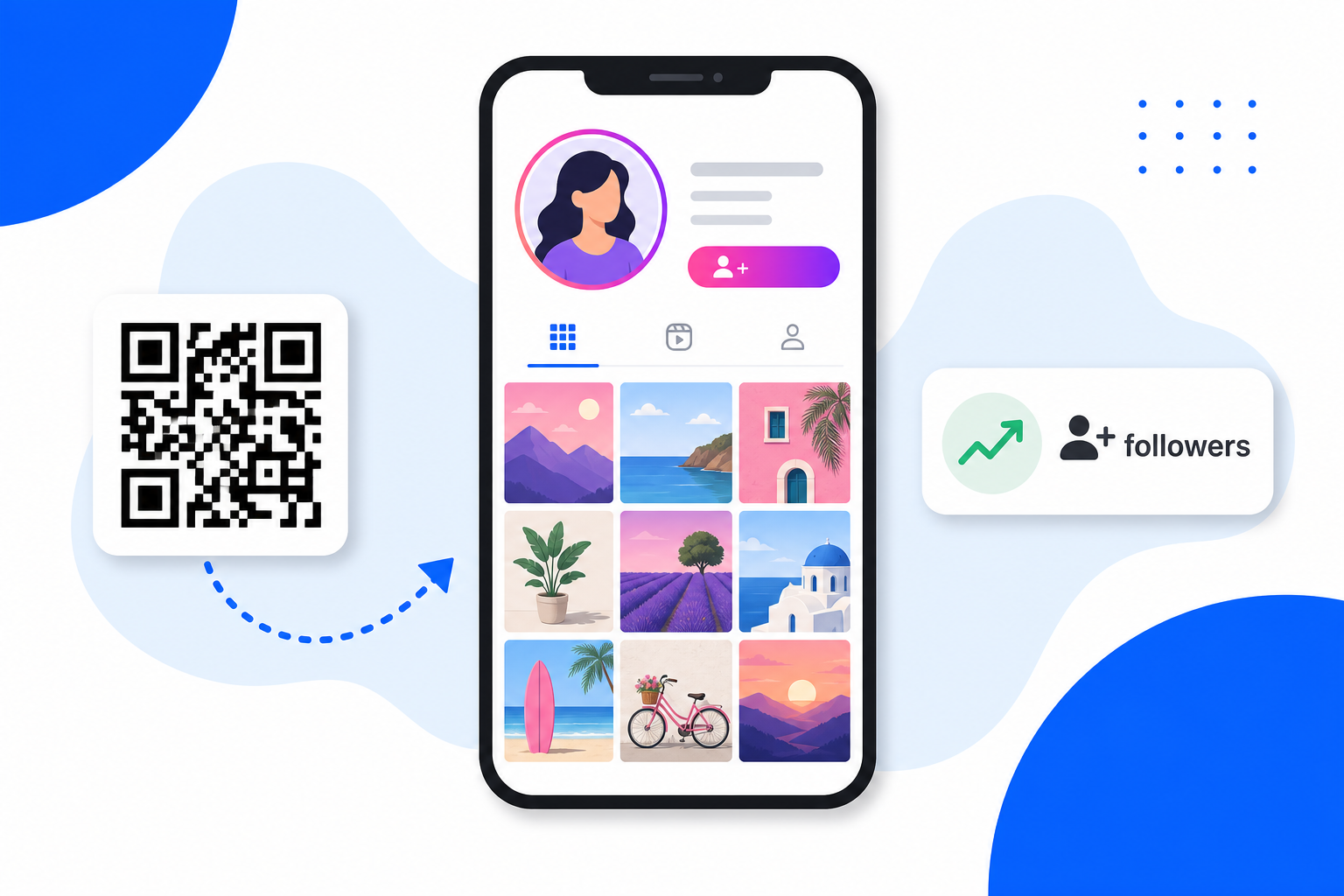 A Instagram QR code being scanned with a phone