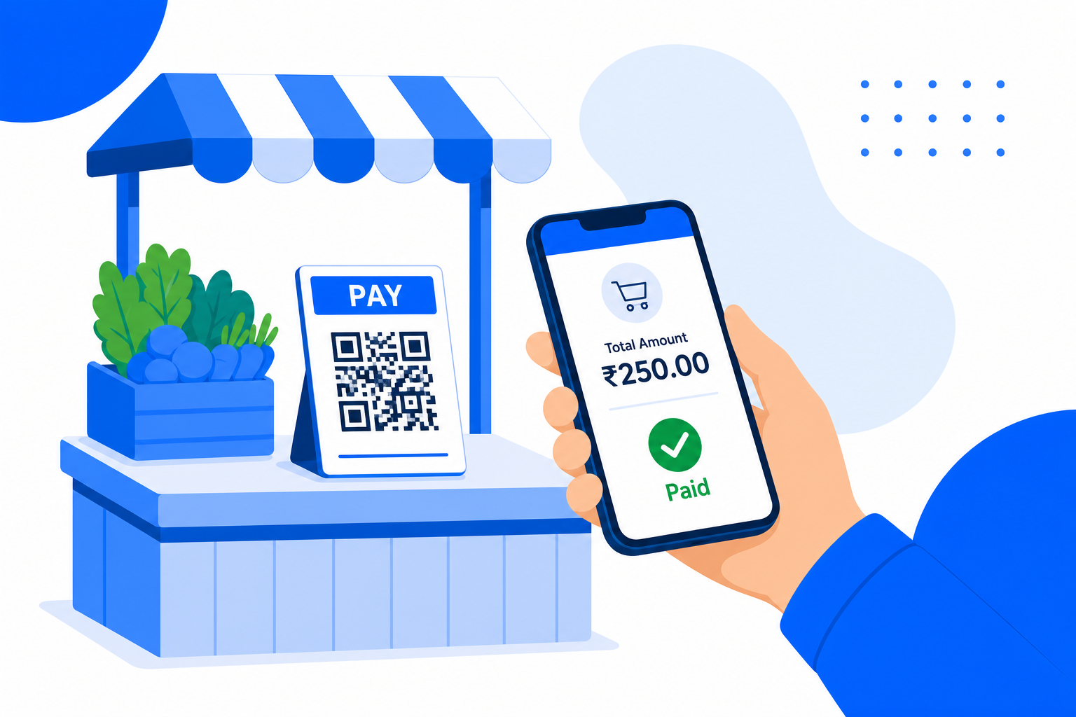 A Payments QR code being scanned with a phone