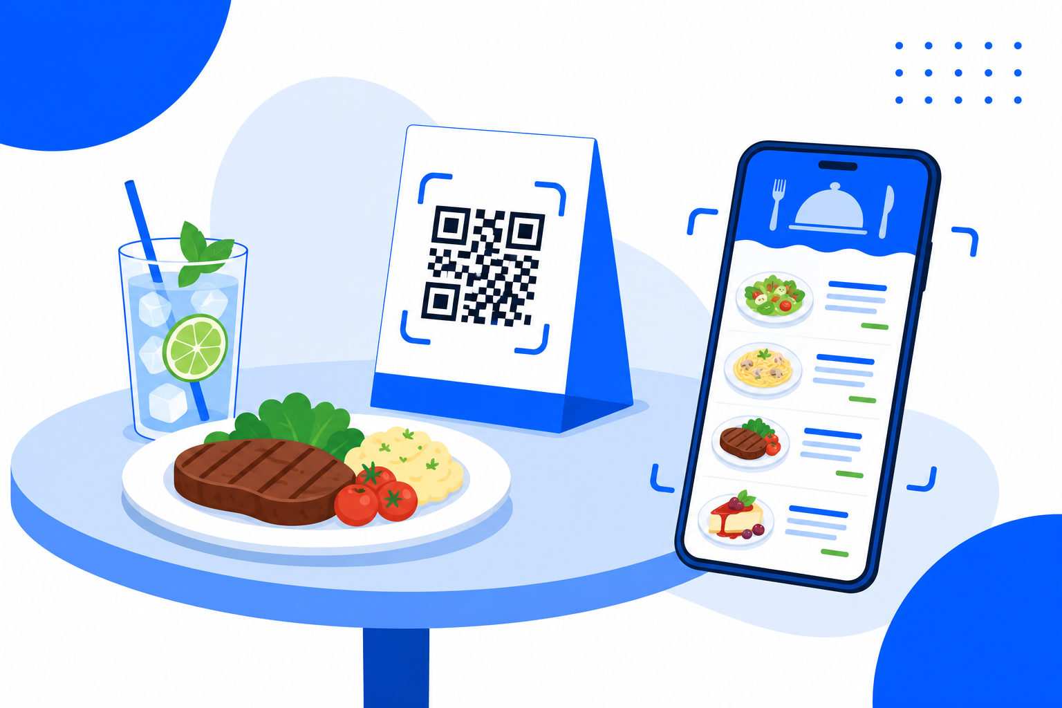 A Restaurants QR code being scanned with a phone