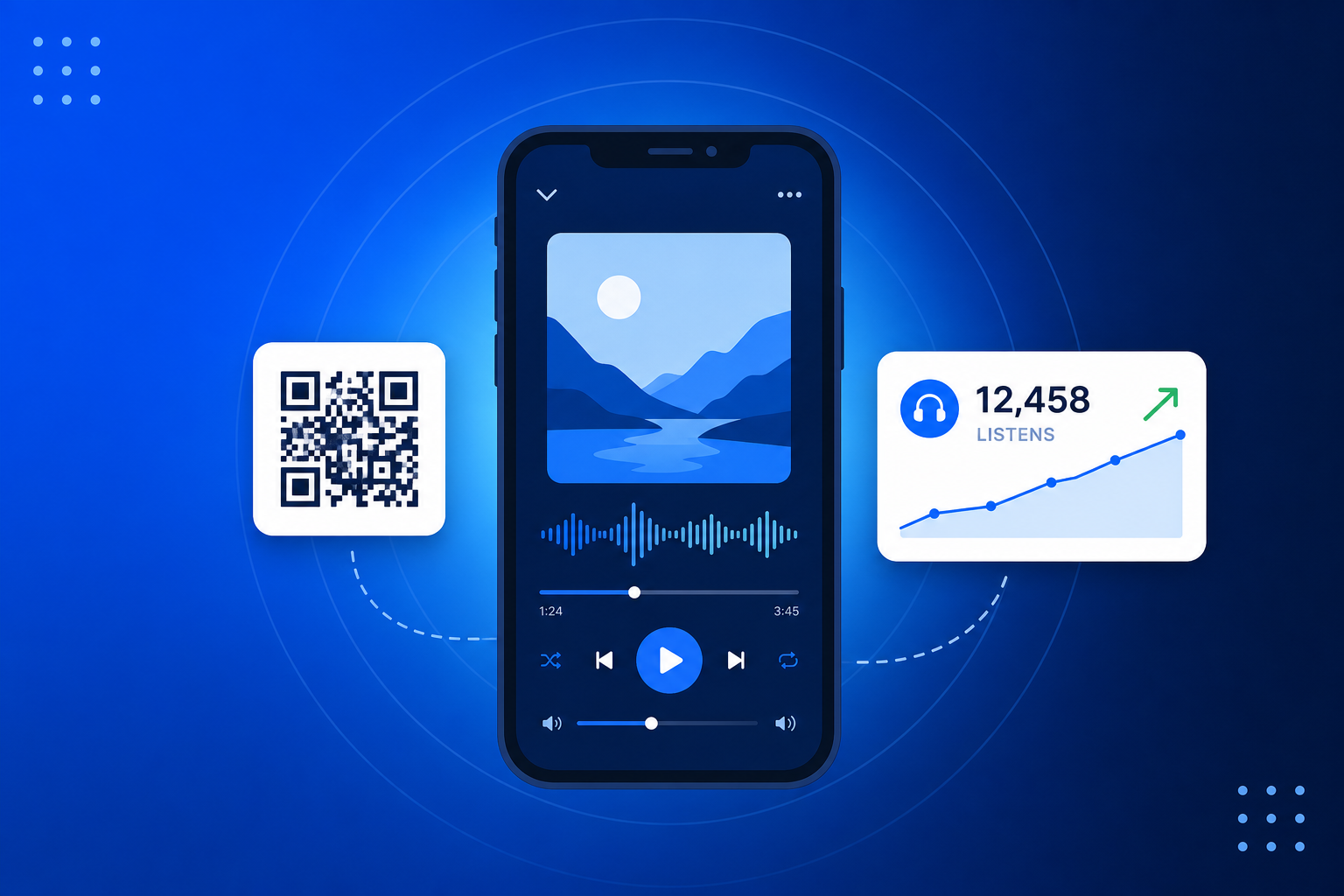 QR Code for Spotify shown on a phone with a QR code and scan analytics