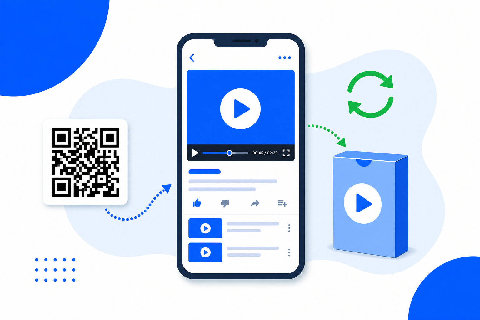 A Video QR code being scanned with a phone