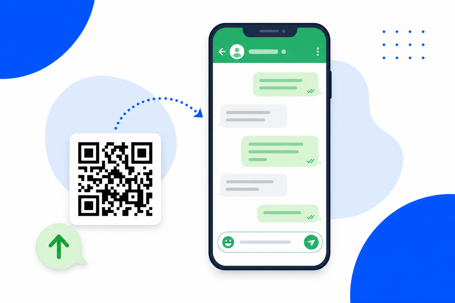 A WhatsApp QR code being scanned with a phone