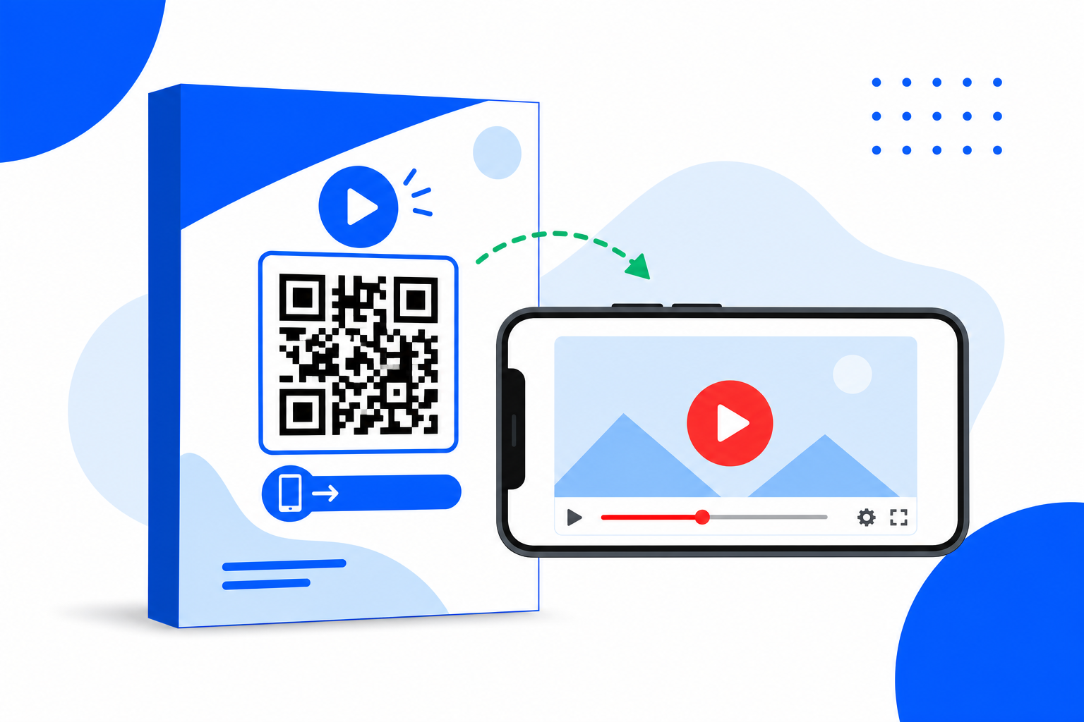 A YouTube QR code being scanned with a phone