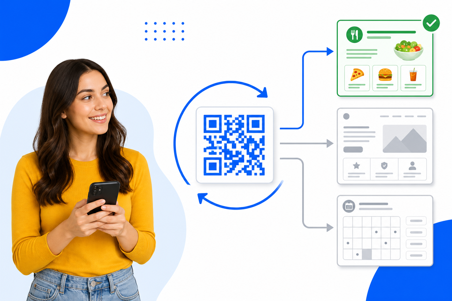 A person scanning a dynamic QR code with their phone camera
