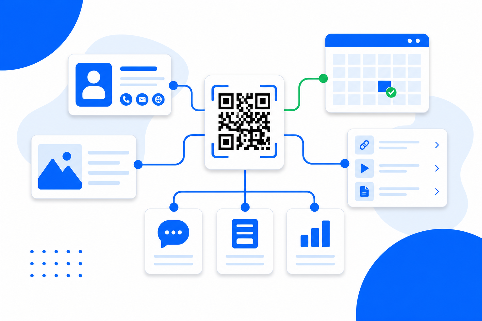 A QR code linking to BrandBits tools: a digital business card, a booking page and a link-in-bio