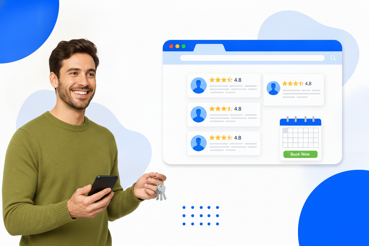 A airbnb reviews widget with star ratings and customer review cards