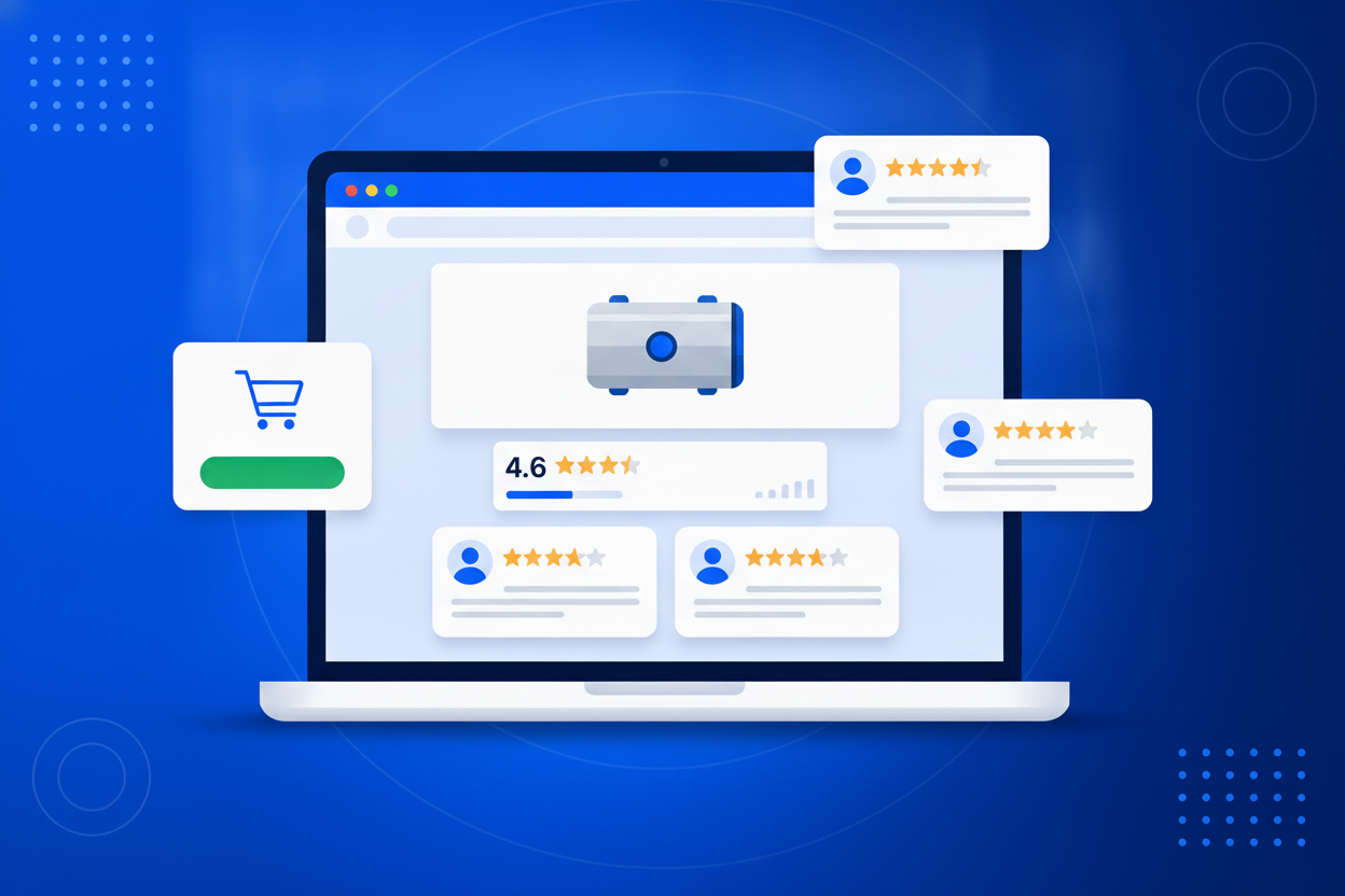 Amazon Reviews Widget showing star ratings and review cards on a website
