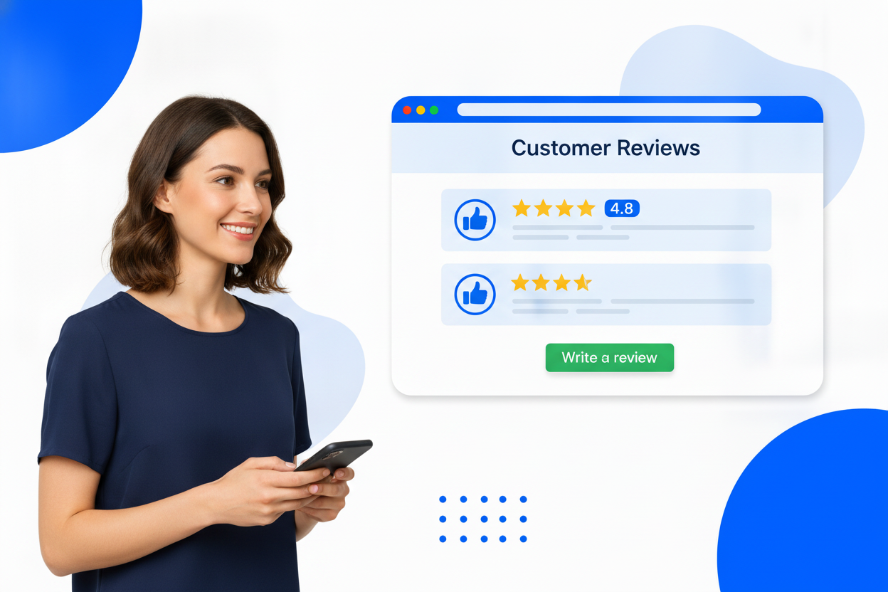A facebook reviews widget with star ratings and customer review cards