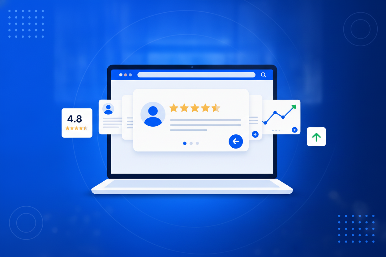 Review Carousel showing star ratings and review cards on a website