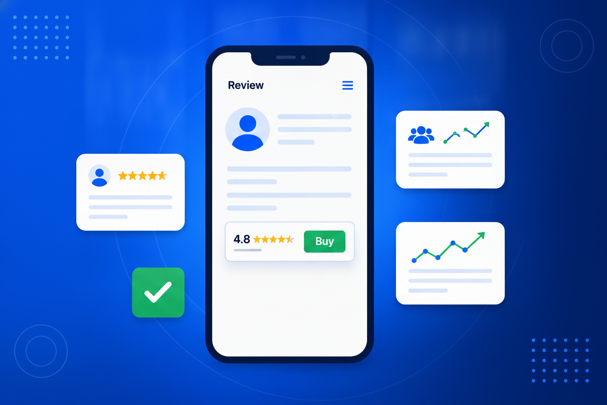 Social Proof Widget showing star ratings and review cards on a website