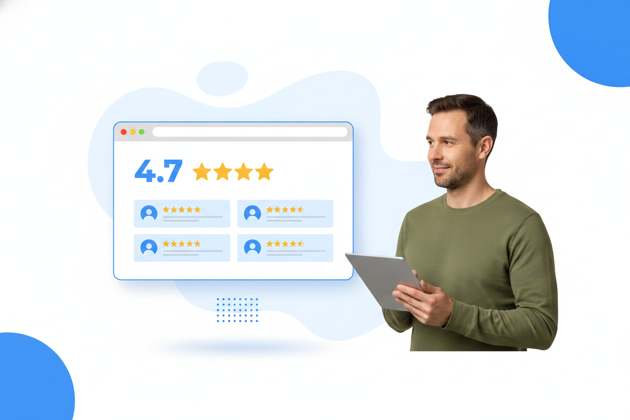 A trustpilot widget with star ratings and customer review cards