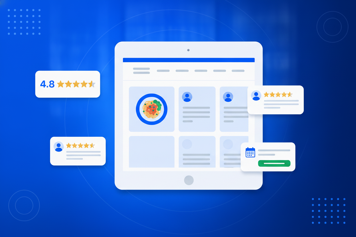Yelp Reviews Widget showing star ratings and review cards on a website