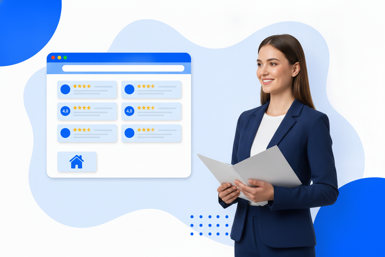 A zillow reviews widget with star ratings and customer review cards
