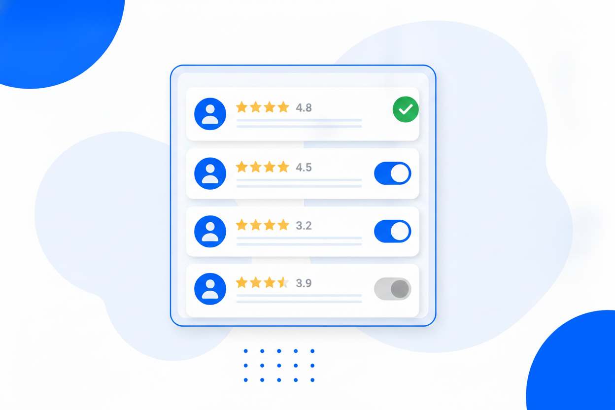 Moderating which customer reviews appear in a review widget